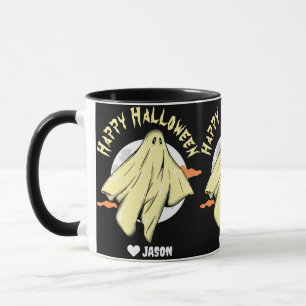 Eenvoudig Gelukkig Halloween boek spooky geest Mok