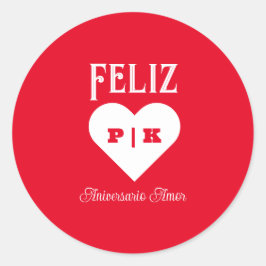 Eenvoudig Gelukkig Jubileum Spaans Wit Ronde Sticker