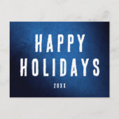 Eenvoudig gelukkig vakantieseizoen logo blauw verl briefkaart (Voorkant)