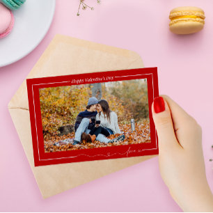 Eenvoudig Gelukkig Valentijnsdag paar liefde foto Feestdagenkaart