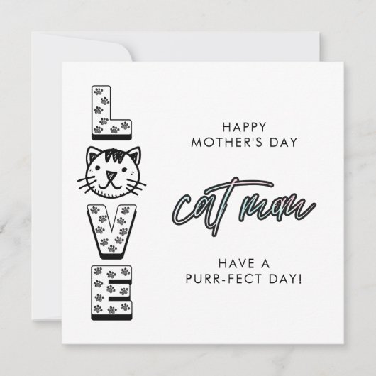 Eenvoudig gelukkige Moederdag van het kattenvoer Kaart (Voorkant)