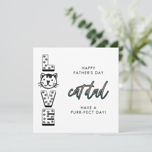 Eenvoudig gelukkige Vaderdag van het kattenvoer Kaart (Staand voorkant)