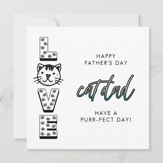 Eenvoudig gelukkige Vaderdag van het kattenvoer Kaart (Voorkant)