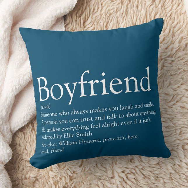 Eenvoudig gemoderniseerd gepersonaliseerd vriendje kussen (Simple Modern Personalized Boyfriend Definition Throw Pillow)