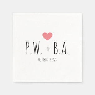 Eenvoudig gemonogrammeerd Heart Wedding Servet