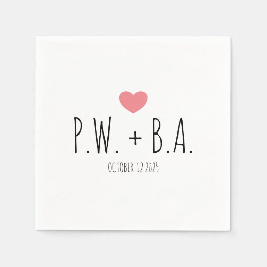 Eenvoudig gemonogrammeerd Heart Wedding Servet (Voorkant)