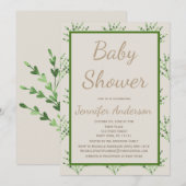 Eenvoudig Gender Neutraal Groen Tan Baby shower Kaart (Voorkant / Achterkant)