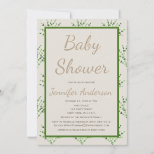 Eenvoudig Gender Neutraal Groen Tan Baby shower Kaart