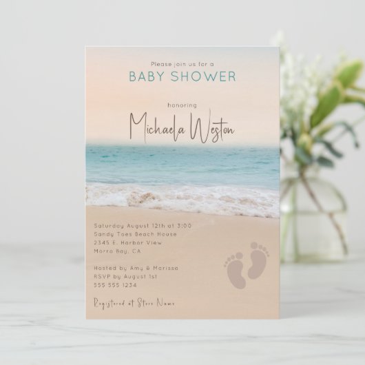Eenvoudig genderneutraal strand Baby shower Kaart (Staand voorkant)