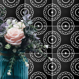 Eenvoudig geometrisch gevlekt zwart-wit tegeltje