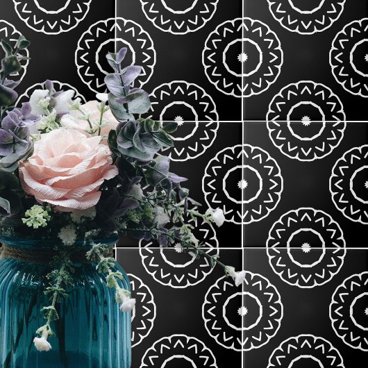 Eenvoudig geometrisch gevlekt zwart-wit tegeltje