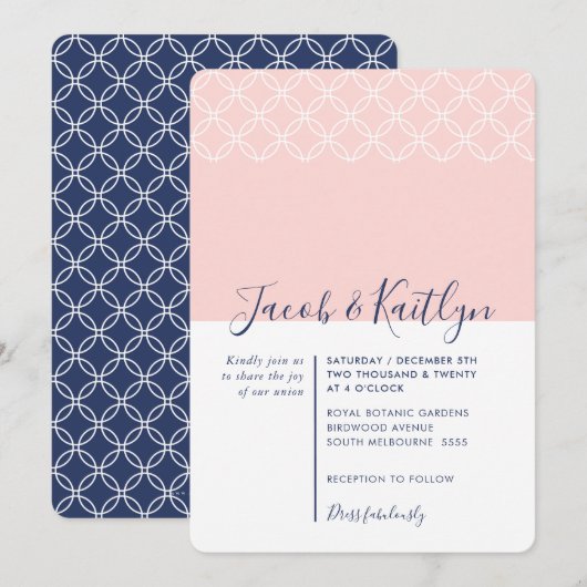 EENVOUDIG GEOMETRISCH PATROON marineblauw bord blu Kaart (Voorkant / Achterkant)