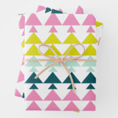 Eenvoudig geometrisch patroonroonroze munt Chartre Inpakpapier Vel (In situ)