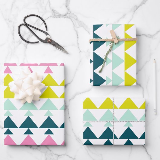 Eenvoudig geometrisch patroonroonroze munt Chartre Inpakpapier Vel (Voorkant)
