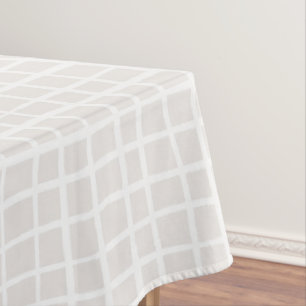 Eenvoudig geometrisch raster beige wit neutraal da tafelkleed