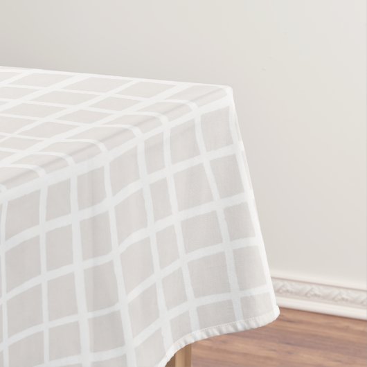 Eenvoudig geometrisch raster beige wit neutraal da tafelkleed (Voorbeeld)