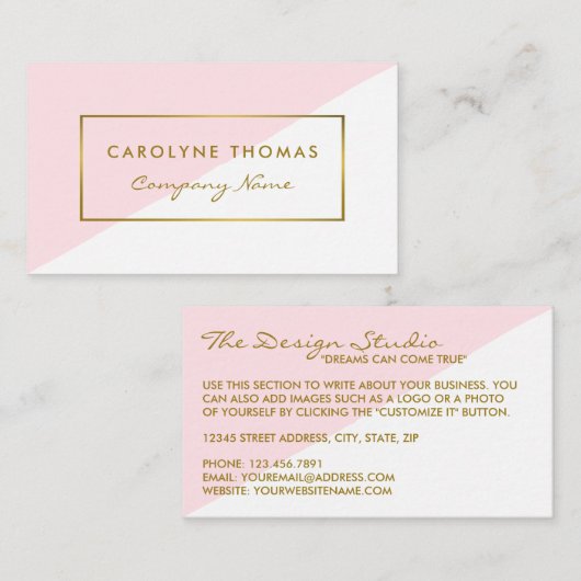 Eenvoudig Geometrisch Wit en Gold Foil-effect Visitekaartje (Voorkant / Achterkant)