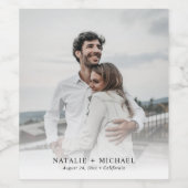 Eenvoudig gepersonaliseerd elegant fotohuwelijk wijn etiket (Enkel label)