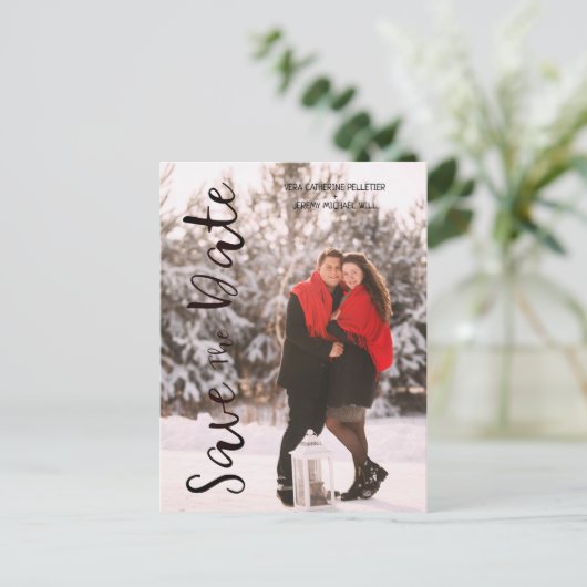 Eenvoudig, gepersonaliseerd foto-Verloving Briefkaart (Staand voorkant)