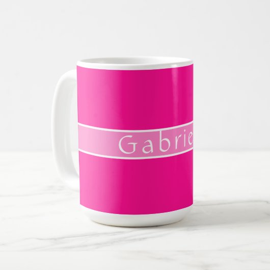 Eenvoudig gepersonaliseerd hot pink koffiemok (Voorkant links)