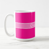 Eenvoudig gepersonaliseerd hot pink koffiemok (Links)