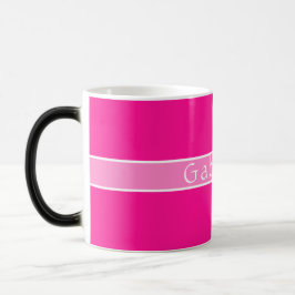 Eenvoudig gepersonaliseerd hot pink magische mok