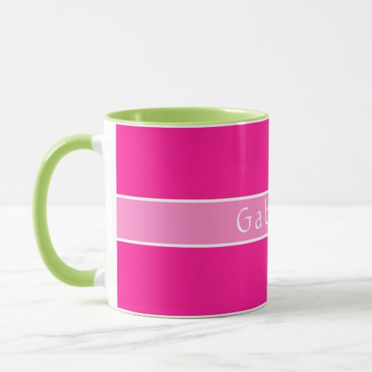 Eenvoudig gepersonaliseerd hot pink mok (Links)