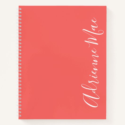Eenvoudig gepersonaliseerd legant modern koraal notitieboek (Voorkant)