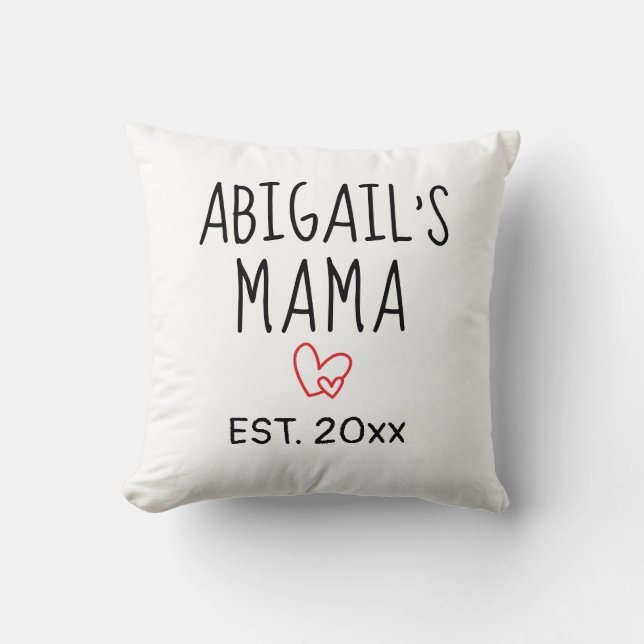Eenvoudig gepersonaliseerd mama cadeau met de naam kussen (Voorkant)