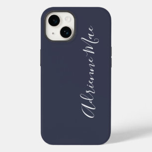 Eenvoudig gepersonaliseerd marineblauw iPhone 14 hoesje