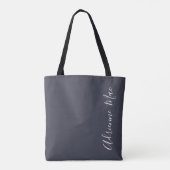 Eenvoudig gepersonaliseerd marineblauw tote bag (Achterkant)
