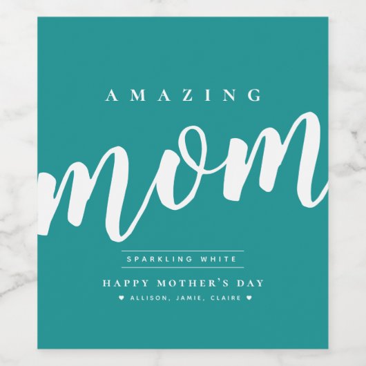 Eenvoudig gepersonaliseerd, modern Moederdag Wijn Etiket (Enkel label)