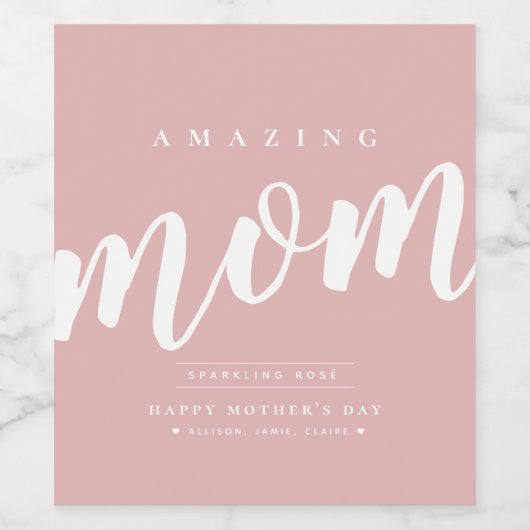 Eenvoudig gepersonaliseerd, modern Moederdag Wijn Etiket (Enkel label)