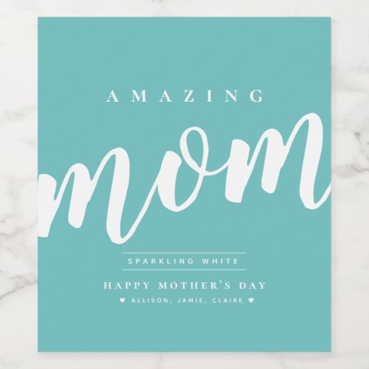 Eenvoudig gepersonaliseerd, modern Moederdag Wijn Etiket (Enkel label)