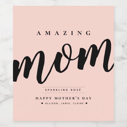 Eenvoudig gepersonaliseerd, modern Moederdag Wijn Etiket (Enkel label)