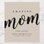 Eenvoudig gepersonaliseerd, modern Moederdag Wijn Etiket (Enkel label)