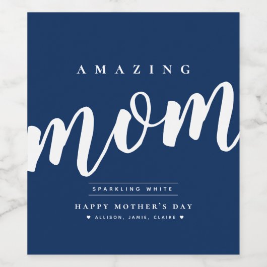 Eenvoudig gepersonaliseerd, modern Moederdag Wijn Etiket (Enkel label)