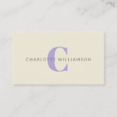 Eenvoudig Gepersonaliseerd Monogram en Naam in Lav Visitekaartje (Voorkant)