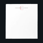 Eenvoudig gepersonaliseerd monogram en naam in roz notitieblok<br><div class="desc">Eenvoudig gepersonaliseerd monogram en naam in roze Notitieblok</div>