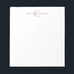 Eenvoudig gepersonaliseerd monogram en naam in roz notitieblok<br><div class="desc">Eenvoudig gepersonaliseerd monogram en naam in roze Notitieblok</div>