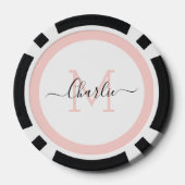 Eenvoudig gepersonaliseerd monogram en naam poker chips (Achterkant)