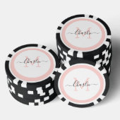 Eenvoudig gepersonaliseerd monogram en naam poker chips (Opstapeling)