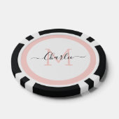 Eenvoudig gepersonaliseerd monogram en naam poker chips (Enkel)