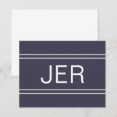 Eenvoudig, gepersonaliseerd Monogram Initiaal blau Notitiekaartje (Voorkant / Achterkant)