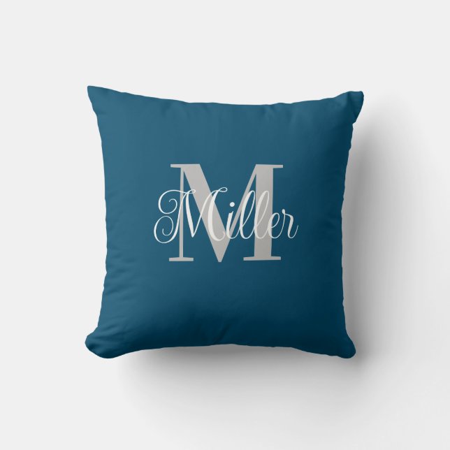 Eenvoudig gepersonaliseerd monogram kussen (Voorkant)