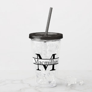 Eenvoudig gepersonaliseerd monogrammen acryl drinkbeker
