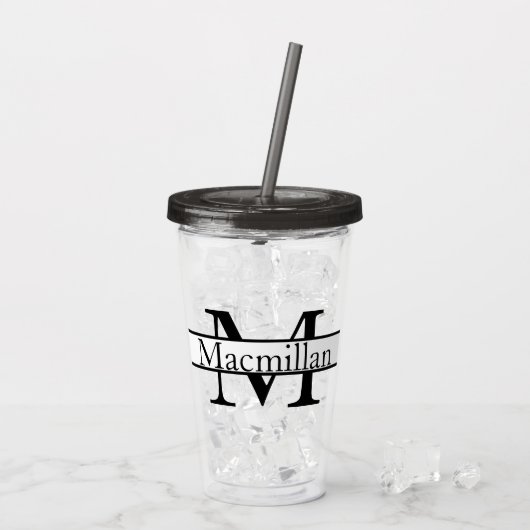 Eenvoudig gepersonaliseerd monogrammen acryl drinkbeker (Achterkant ijs)