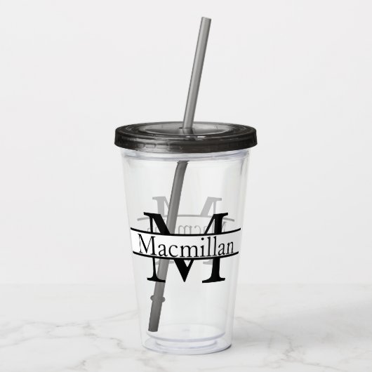 Eenvoudig gepersonaliseerd monogrammen acryl drinkbeker (Achterkant)