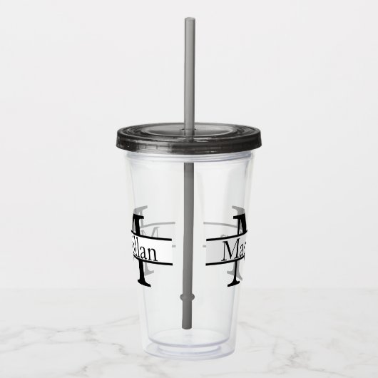 Eenvoudig gepersonaliseerd monogrammen acryl drinkbeker (Rechts)