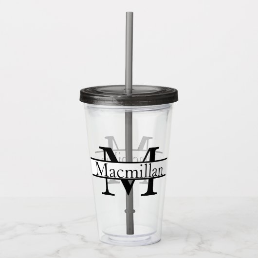 Eenvoudig gepersonaliseerd monogrammen acryl drinkbeker (Voorkant)